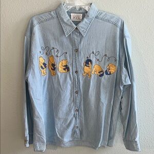 Winnie the Pooh Embroidered Button Down Shirt